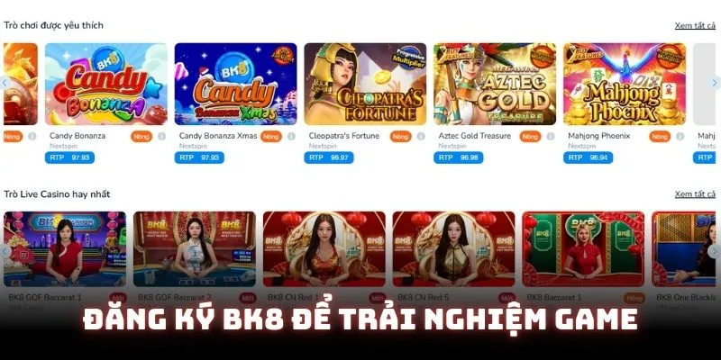 Các sảnh game trên trang nhà cái BK8